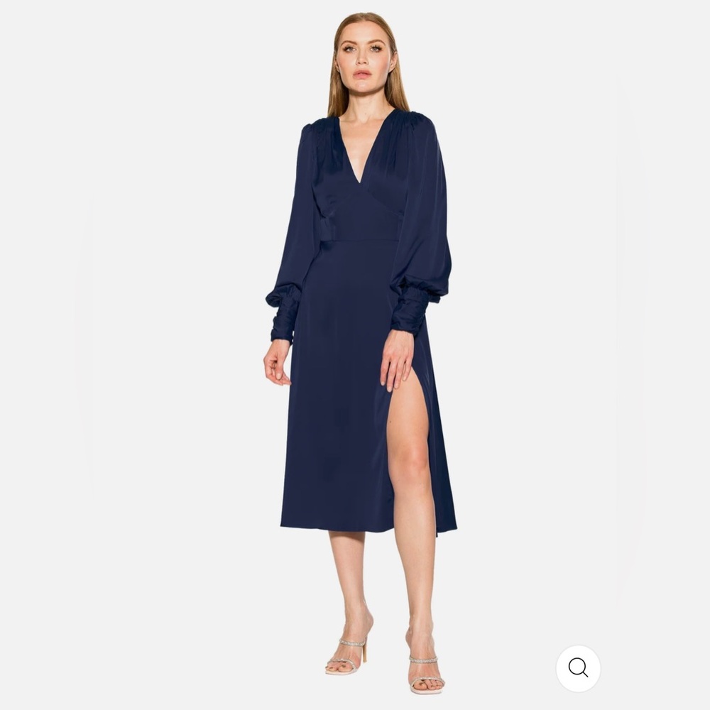 Alexia Admor Navy Blue Satin Dress size 14 NWT